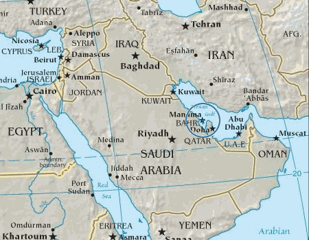 bahrein carte milieu est